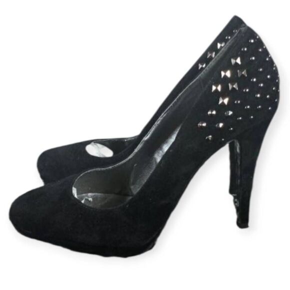 MIXX FAUX SUADE BLACK STUDDED PUMPS SZ.8.5 EUC - Picture 4 of 7